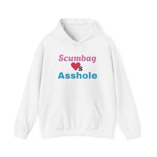 Funny Unisex Hoodie with Scumbag ❤️s Asshole Design, Casual Wear, Gift for Friends, Humor Apparel, Cozy Sweatshirt, Unique Statement Clothing
